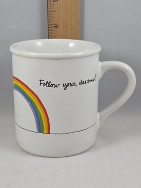 Vintage Hallmark White Mug with Rainbow and "Follow Your Dreams" Script